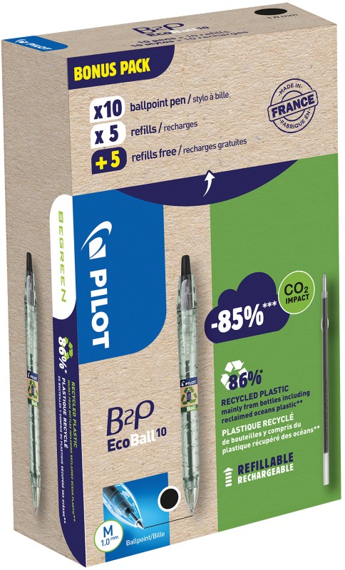 Thumbnail - Pilot Ecoball Kugelschreiber Mittel 0.4 mm Recycelt 10 Kugelschriber 10 Mienen