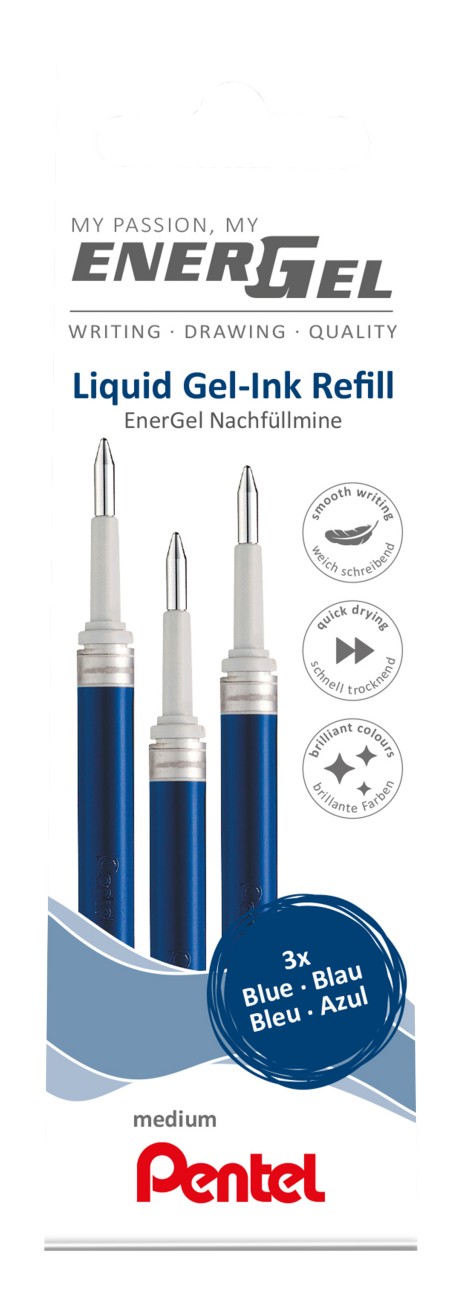 Thumbnail - Pentel EnerGel Tintenrollermine 0,4 mm Blau 3 Stück