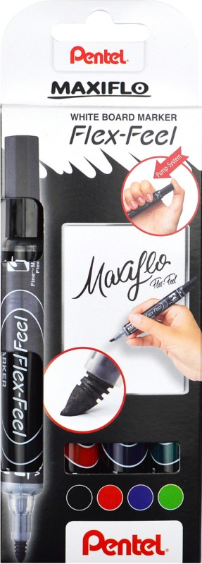 Pentel Maxiflo FlexFeel Whiteboard Marker Farbig sortiert Fein Rundspitze 4,5 mm 4 Stück