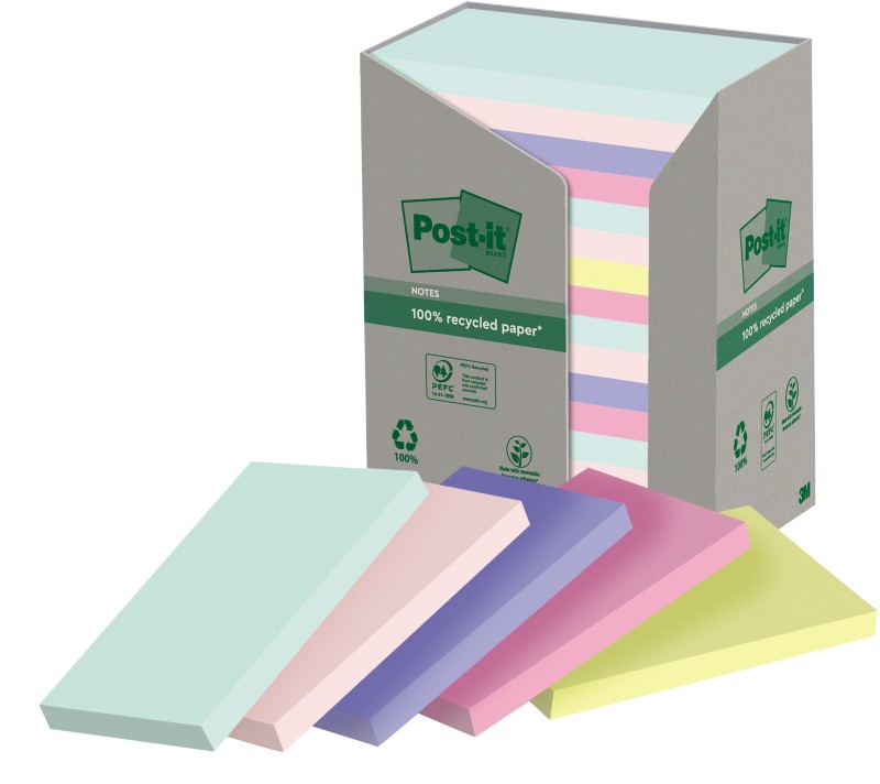 Post-It Sticky Notes Assorted 76 X 127 Mm 100 Sheets Pack Of 16
