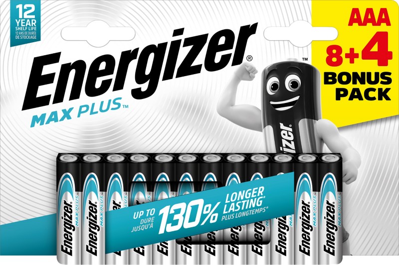 Energizer Batterie Max Plus AAA LR03 1200 mAh Alkaline 1,5 V Packung mit 12 Stück