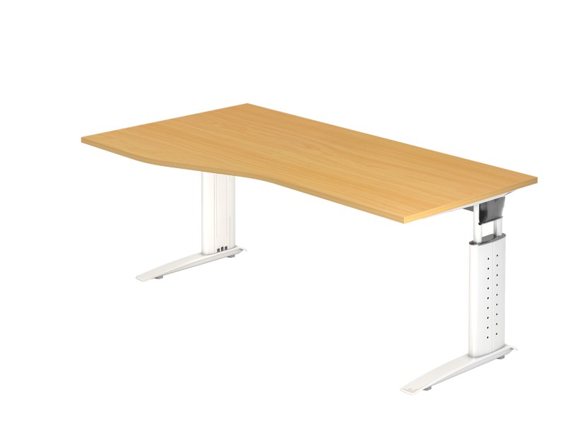 Thumbnail - Hammerbacher VUS Höhenverstellbar Schreibtisch Freiform Buche C-Fuß 1.800 (B) x 1.000 (T) x 860 (H) mm Spanplatte, Stahl