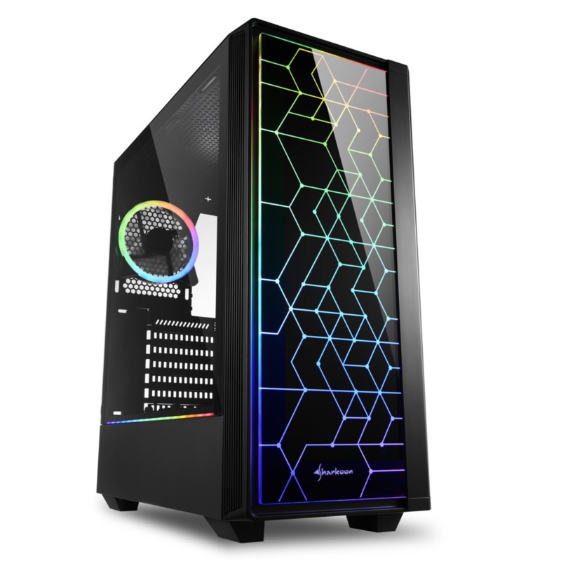 Thumbnail - Sharkoon Computergehäuse RGB LIT 100 Midi Tower Gehärtetes Glas Schwarz