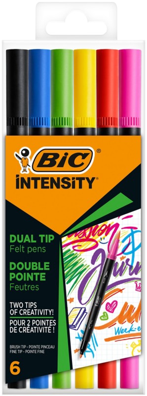 BIC 2 in 1 Filzstifte Intensity Dual Tip 0,7, 0,9 mm Mehrfarbig 6 Stück