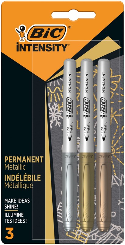 BIC Intensity 944033 Rundspitze Permanentmarker Mittel Rundspitze 1,2 mm Farbig Sortiert 3 Stück