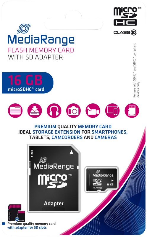 Thumbnail - MediaRange MicroSDHC-Speicherkarte 16 GB Class 10