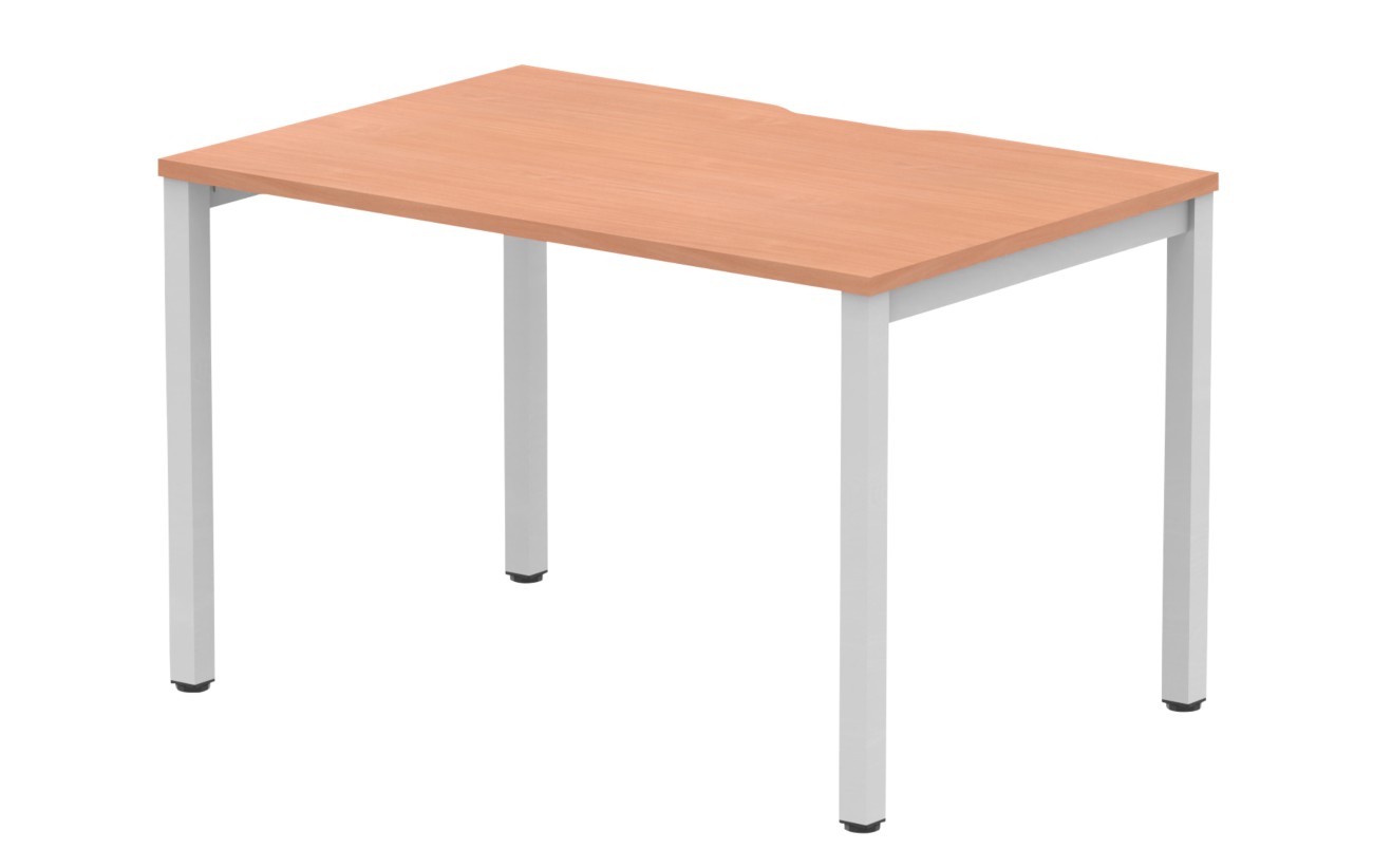 Dynamic Evolve Plus Bench Desk Rectangular Beech H-Frame 1,200 (W) X 800 (D) X 750 (H) Mm Mfc (Melamine Faced Chipboard)