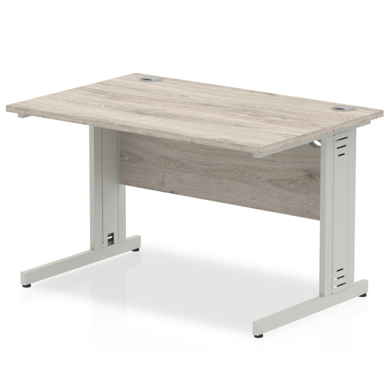 Impulse 1200 x 800mm Straight Office Desk Grey Oak Top Silver Cable - Image 3