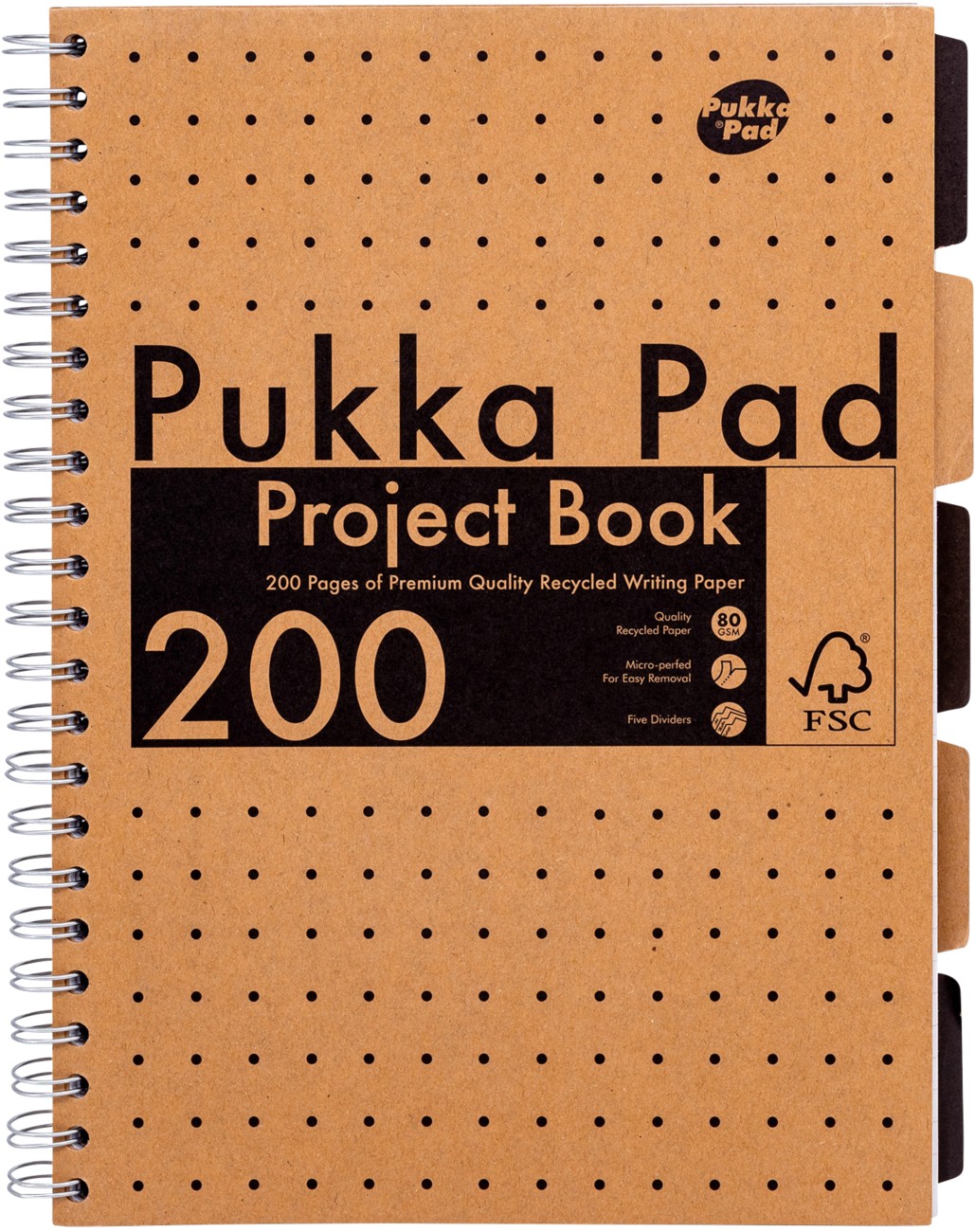 Pukka Kraft Project Book A4 Wire Kraft Card Cream Perforated 200 Pages 250