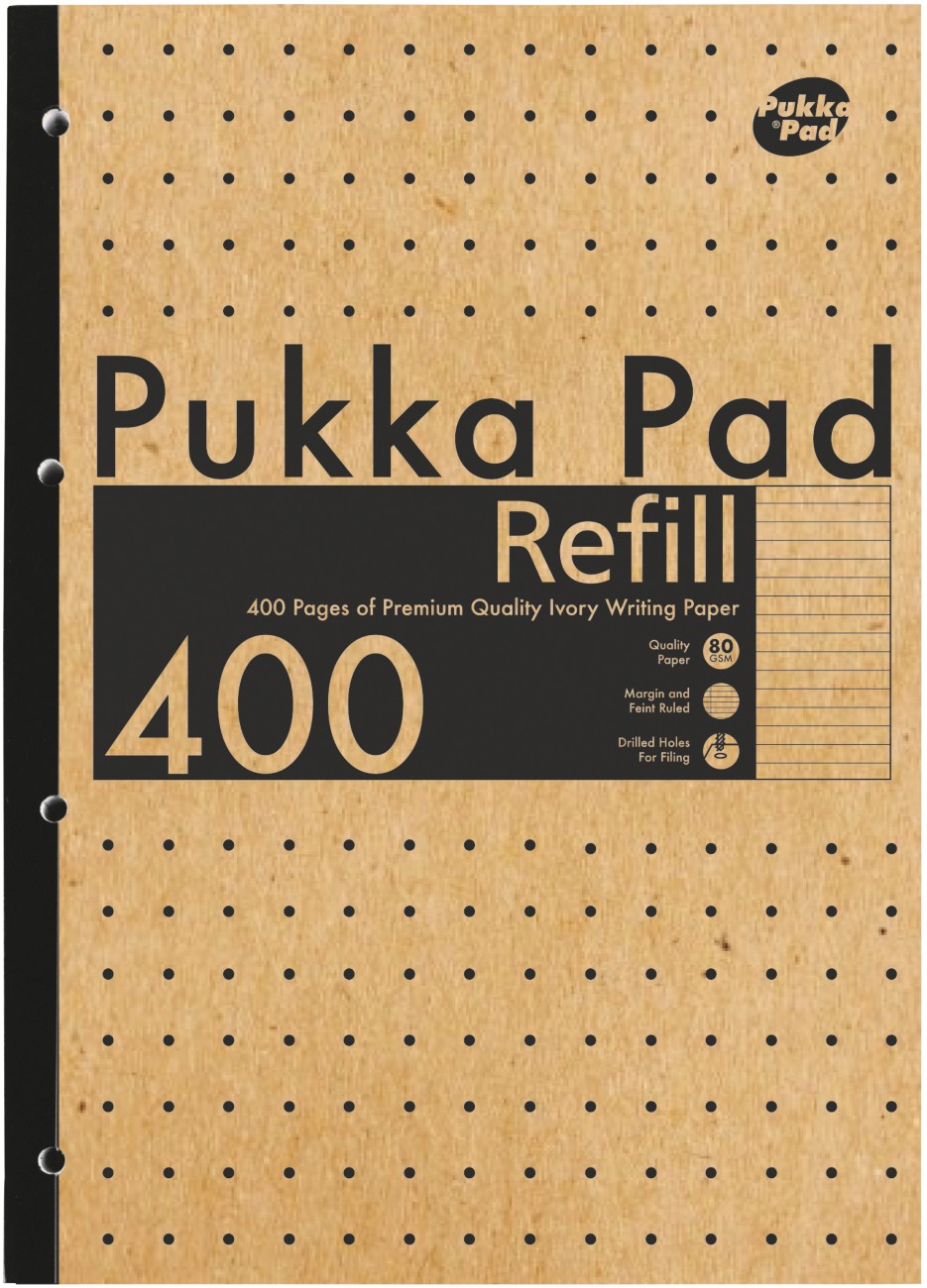Pukka Kraft Refill Pad A4 Ruled Kraft Paper Brown Not Perforated 400 Pages