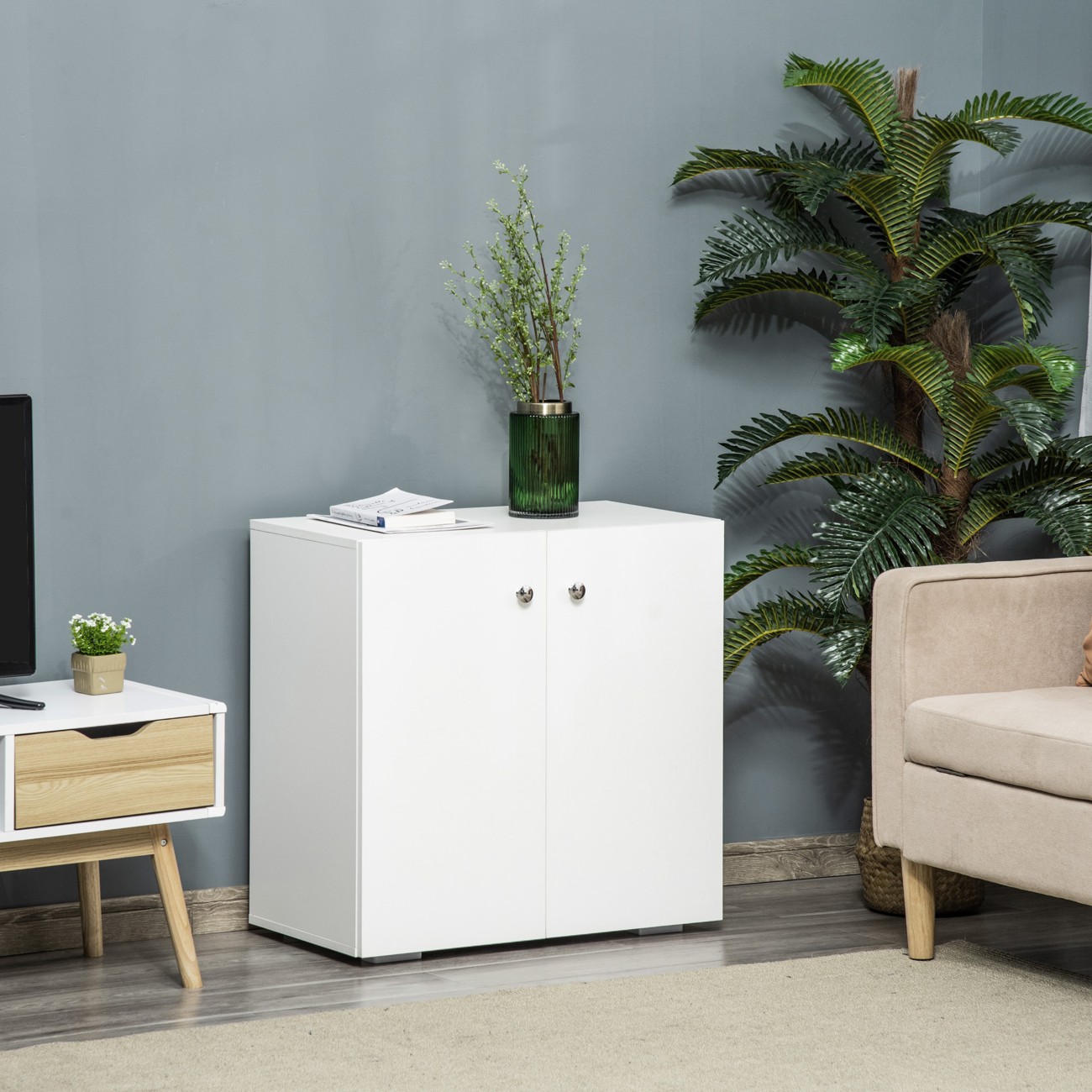Homcom Particle Board Storage Cabinet 390 X 700 Mm White - Image 8