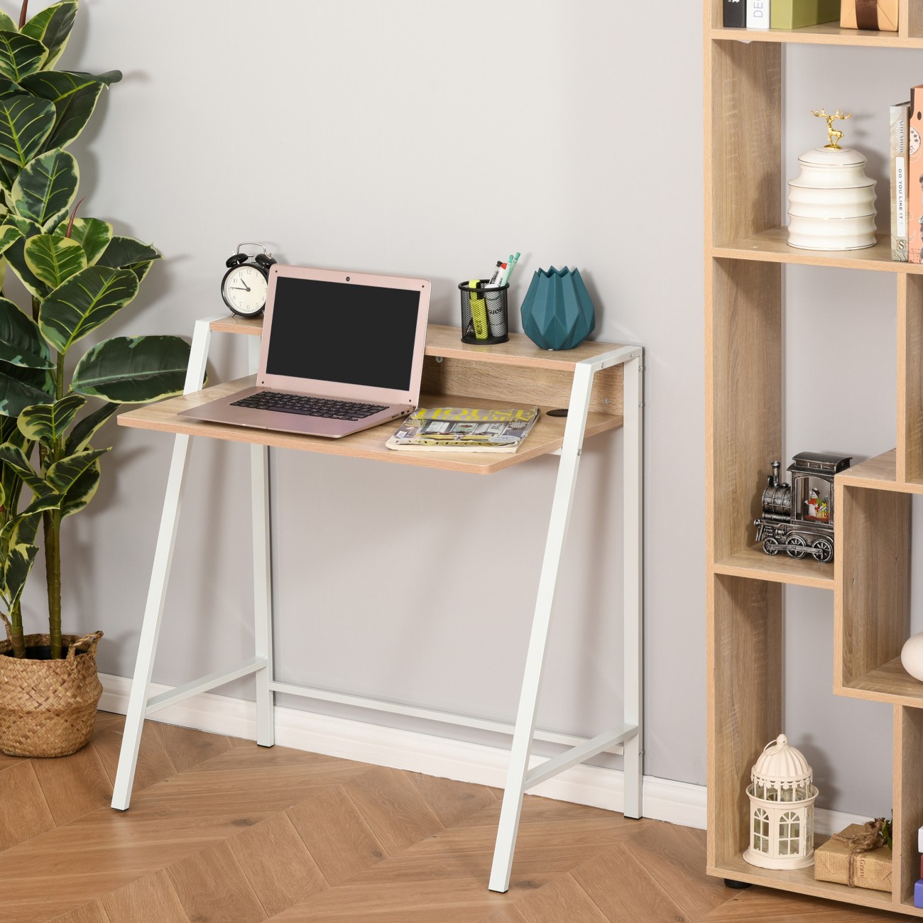 B&Q - 2-Tier Storage Computer Workstation With ShelfMetal Frame White - Image 8