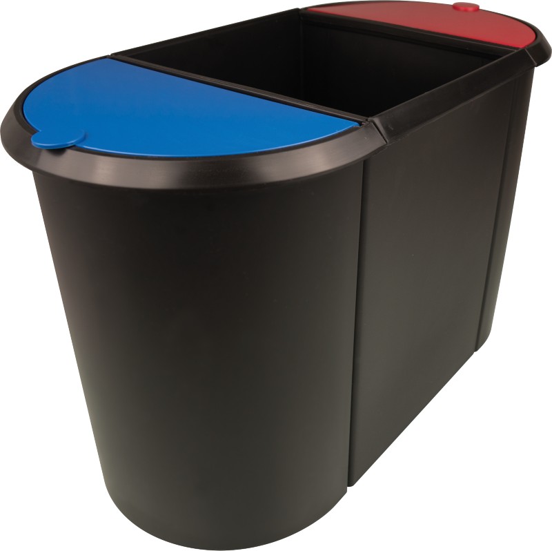 helit Abfallbehälter 20L + 9 28 L x 44 x 34,8 cm Rot, Blau, Schwarz