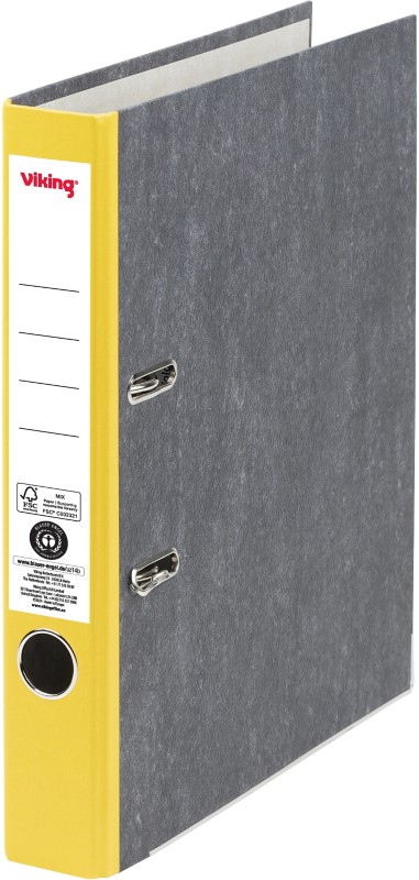 Viking Schmal Ordner DIN A4 50 mm Gelb, Schwarz 2 Ringe Pappkarton, PP (Polypropylen) Matt Recycled