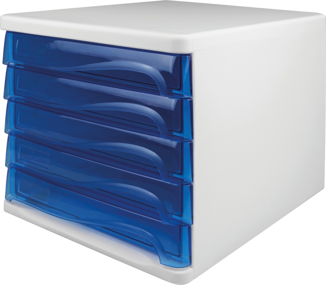 helit Schubladenbox mit 5 Schubladen Weiß, Blau 26,8 cm 4 Stück