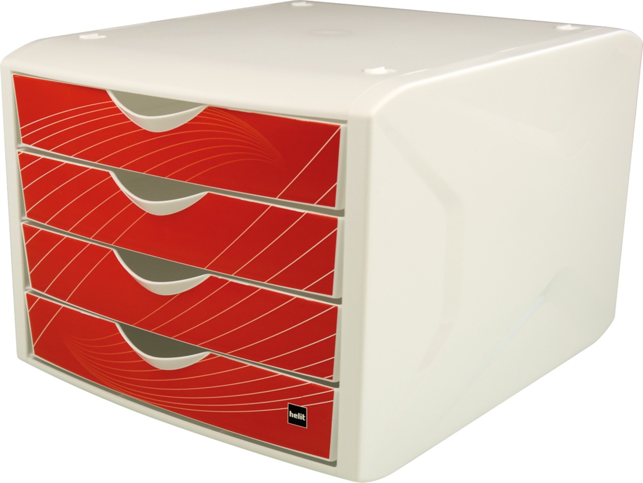 helit Schubladenbox mit 4 Schubladen Weiß, Rot 26,2 cm