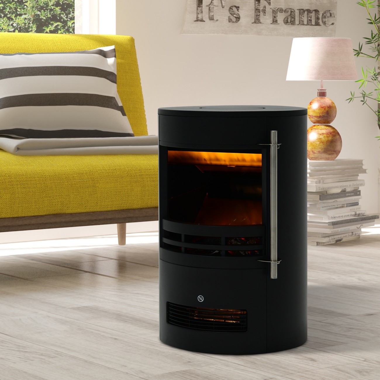 Homcom Honcom Eelectric Fireplace With Thermostat Control Black