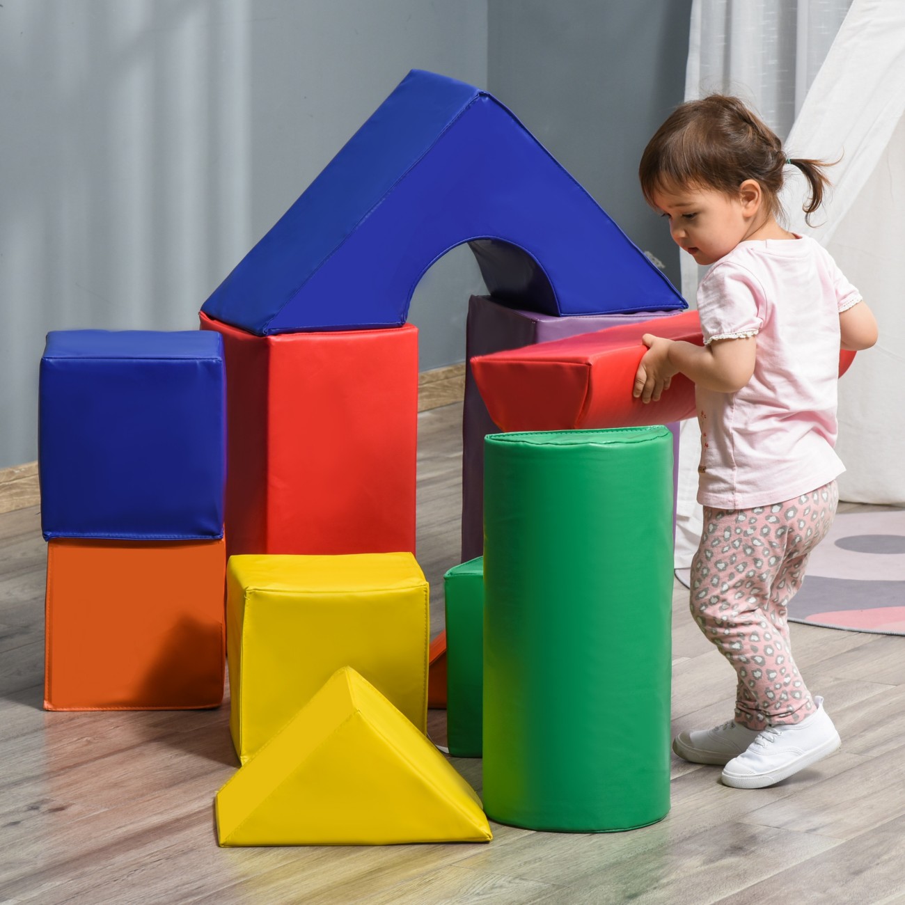 Homcom 11 Piece Soft Play Blocks Toy Foam Building And Stacking Blocks