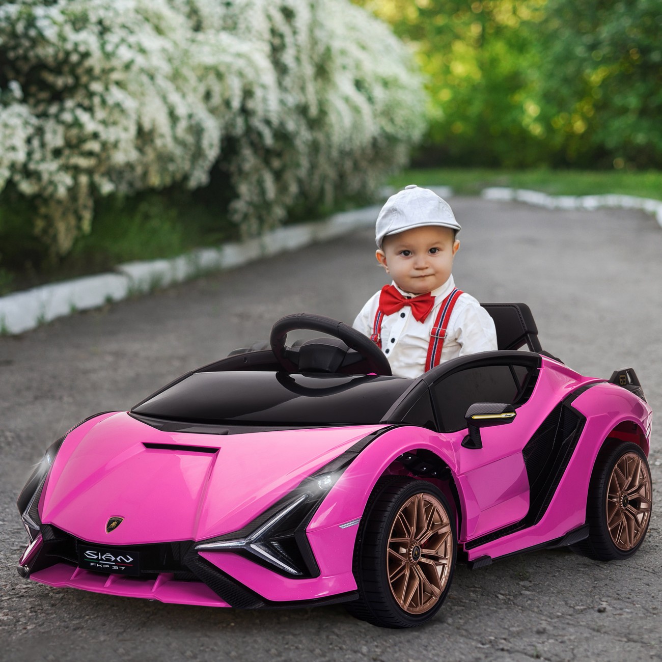 Homcom Lamborghini Sian 12V Kids Electric Ride On Car Toy With Remote Control Pink