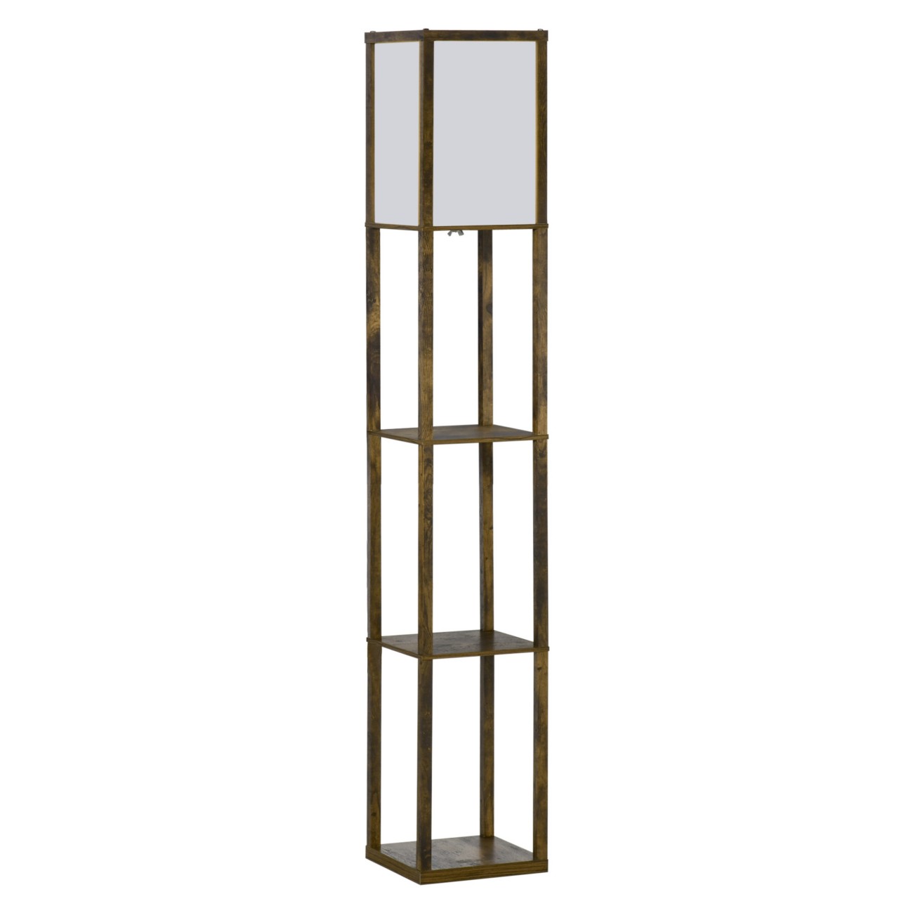 Homcom 3-Tier Floor Lamp With Top Light And Storage Shelves, Brown, 160Cm Tall, E27 Socket - Image 10