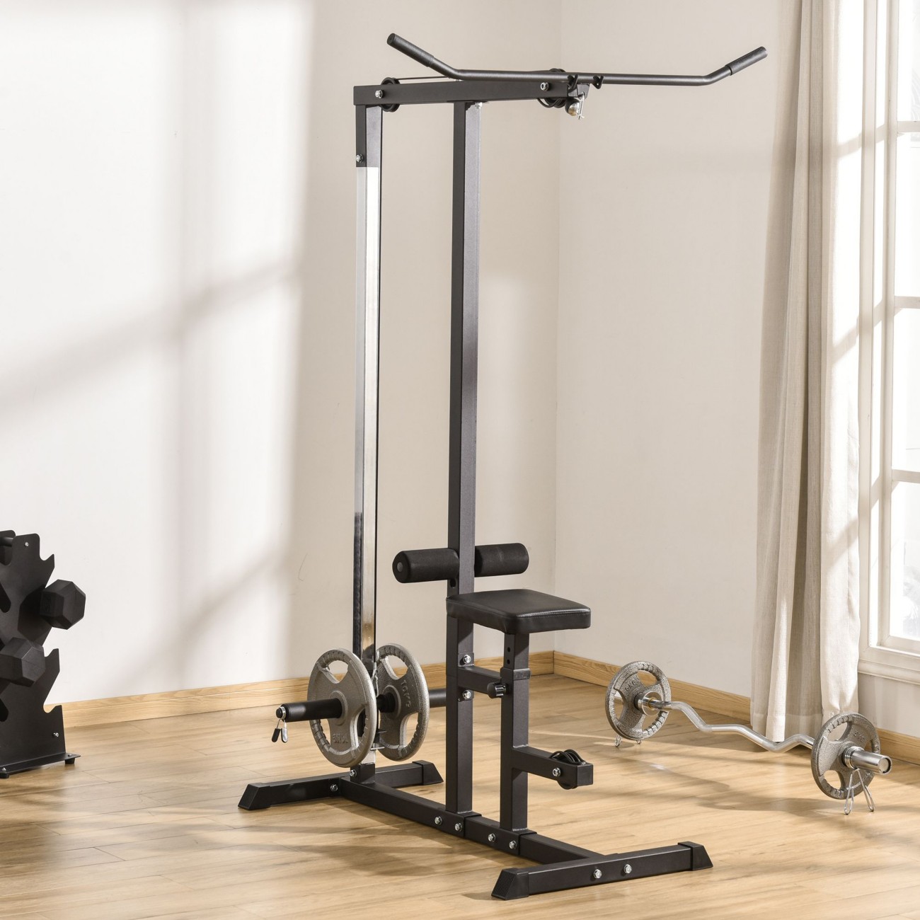 Homcom Exercise Pulley Machine With Adjustable Seat