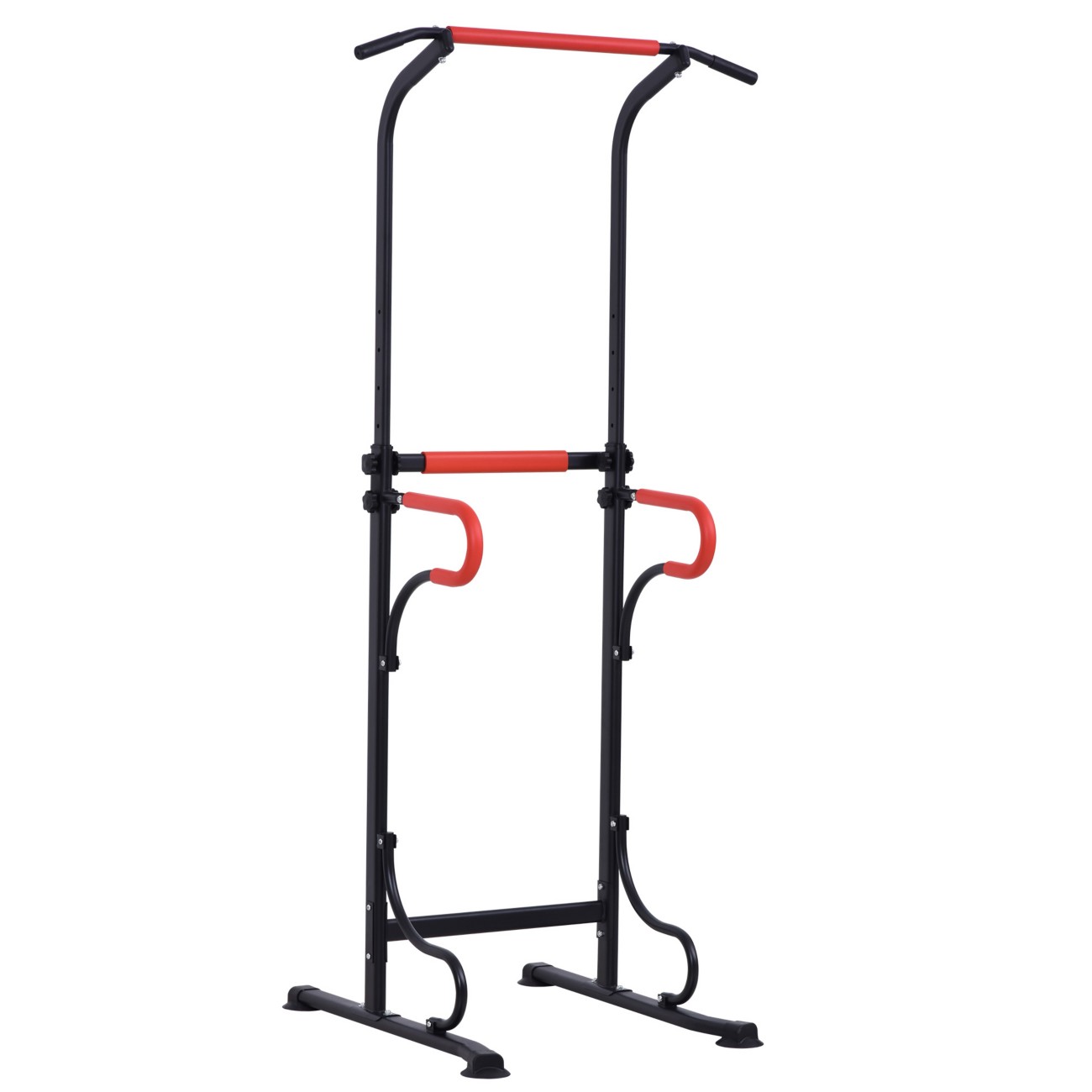 Homcom Black Adjustable Steel Multiuse Exercise Power Tower Station With Grips - Image 4