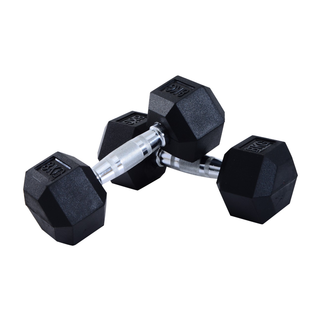 Homcom Hex Dumbbell Rubber Weights Set 2 X 5Kg