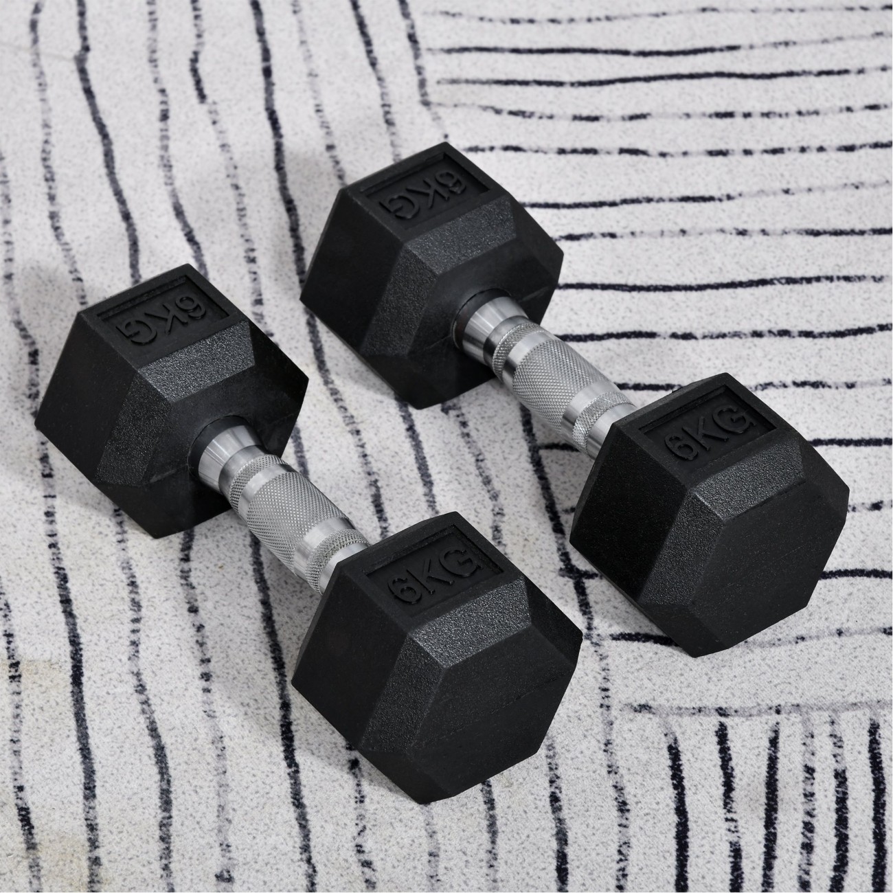 Homcom Hex Dumbbell Rubber Weights Set 2 X 6 Kg