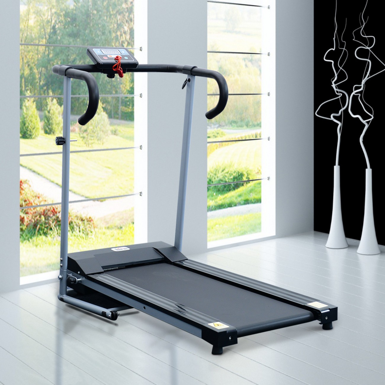 HOMCOM Electric Motorised Folding Treadmill - Black - 1-10 km/h Speed - 500W Power - Image 9