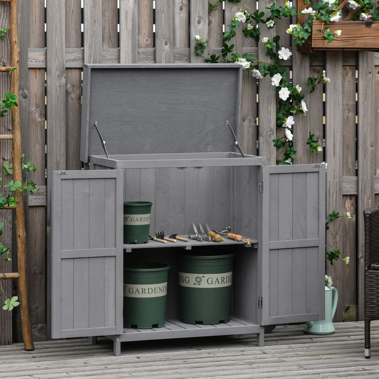 Outsunny Garden Storage Shed Grey