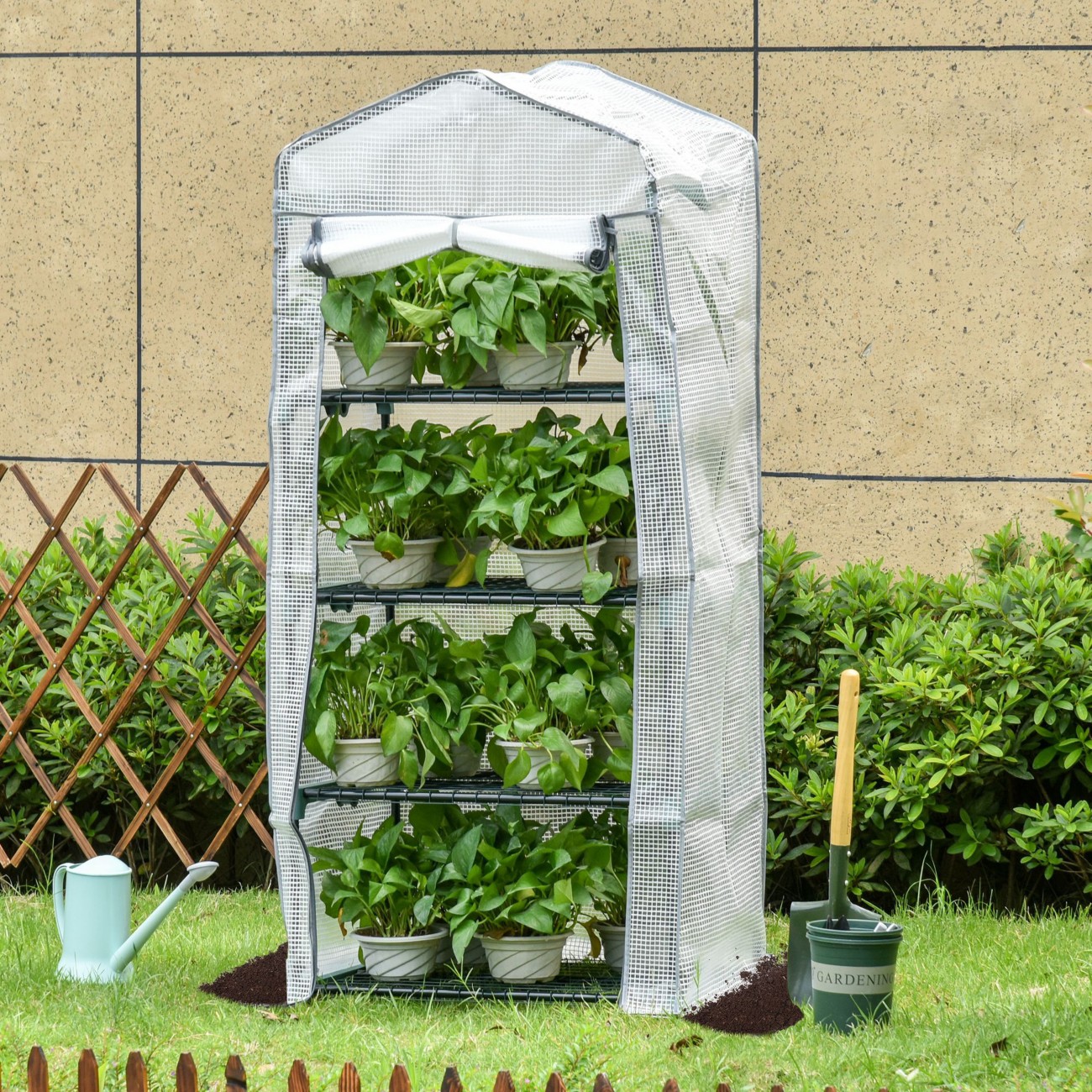 Outsunny Greenhouse Mini Portable White