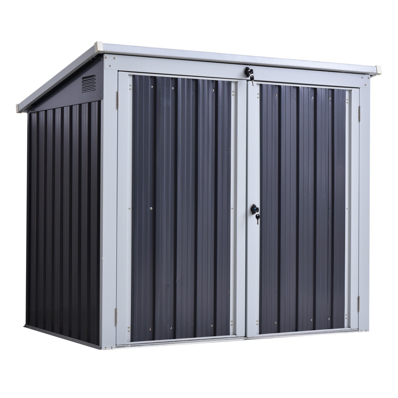 Outsunny Garden Storage Shed Steel Grey
