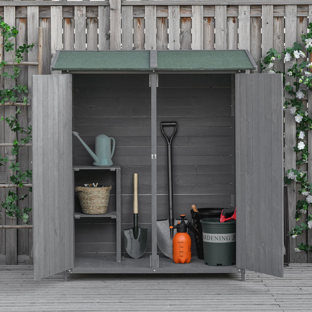 Outsunny Garden Shed 0.75 X 1.6 M Fir Wood Grey