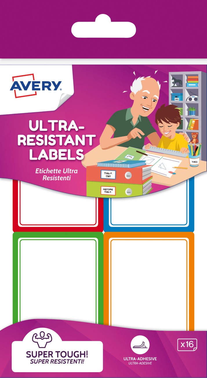 Avery Labels Glossy A6 44 X 64 Mm Multicolour Pack Of 16