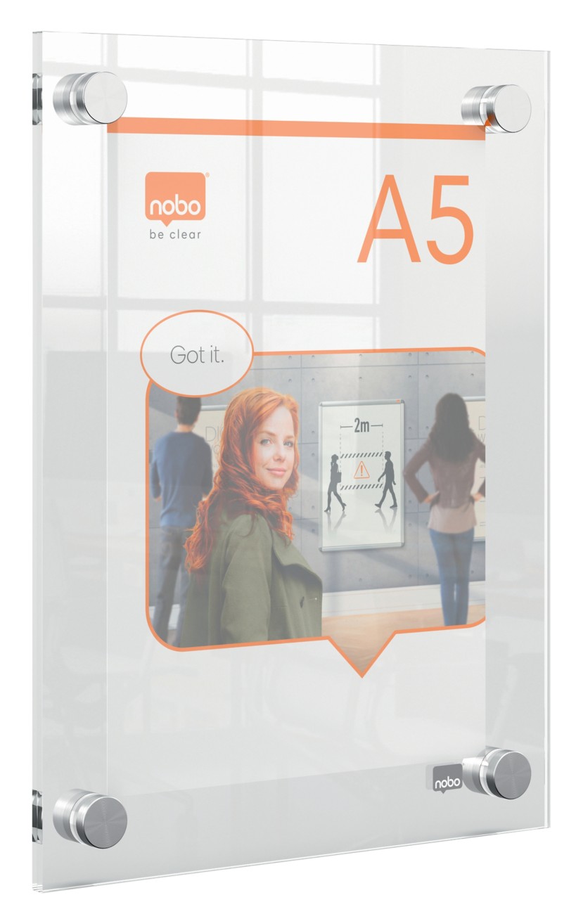 Nobo Premium Plus A5 Display Frame 1915592 19.9 (W) X 2.4 (D) X 26.1 (H) Cm 1915592 A5 Acrylic