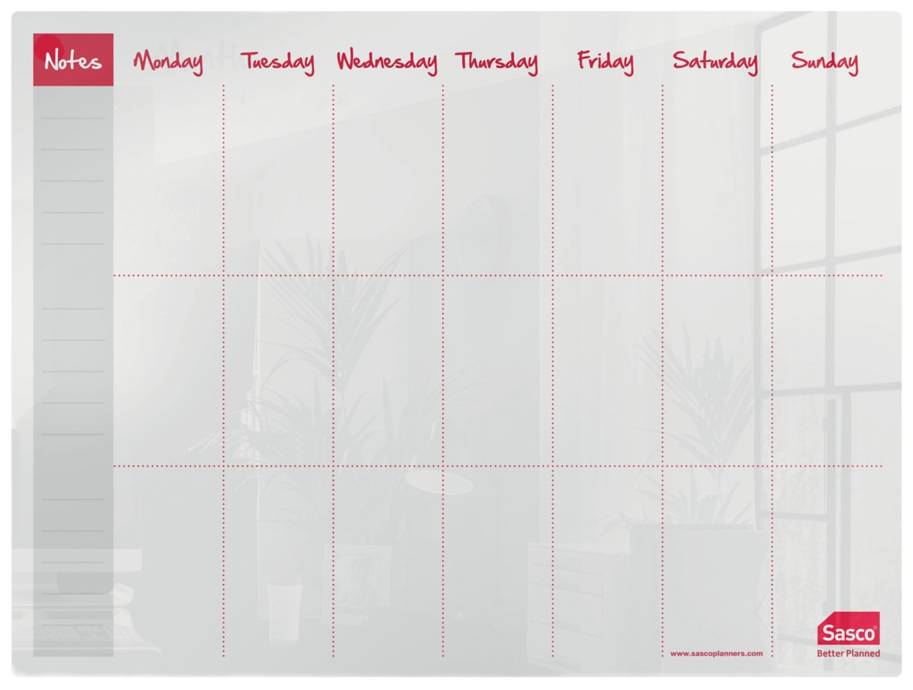 Sasco Mini Desktop Whiteboard Weekly Planner 2410180 Acrylic Frameless 600 X 450 Mm Semi Opaque