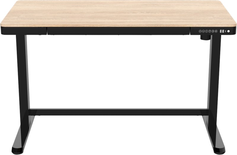 euroseats Sitz-Stehschreibtisch Rechteckig Eiche C-Fuß 1 Schub 1.202 (B) x 602 (T) x 1.210 (H) mm Metall