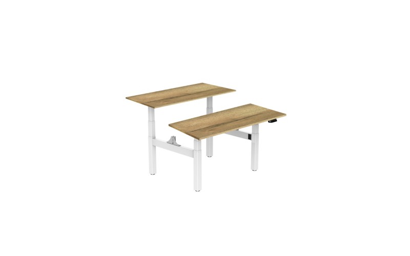 euroseats Sitz-Stehschreibtisch Weiß, Eiche 1,600 x 800 x 625 - 1.255 mm