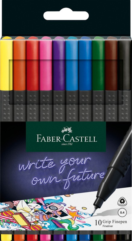 Thumbnail - Faber-Castell Grip Fineliner 0,4 mm Farbig sortiert 10 Stück