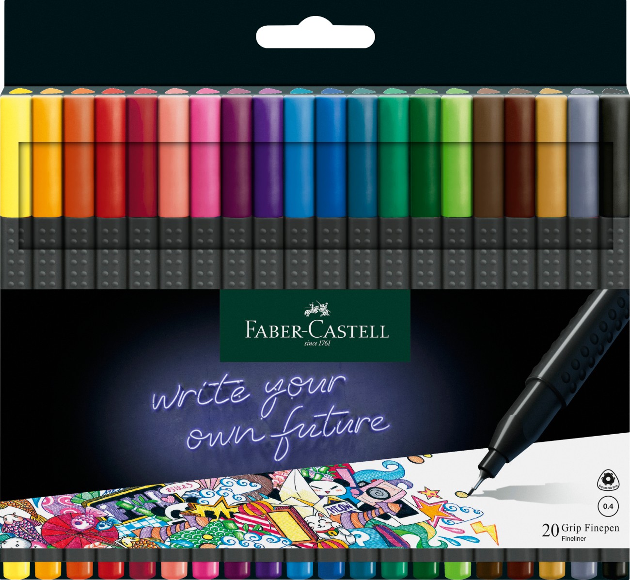 Faber-Castell Grip Fineliner 0.4 mm Farbig sortiert 20 Stück