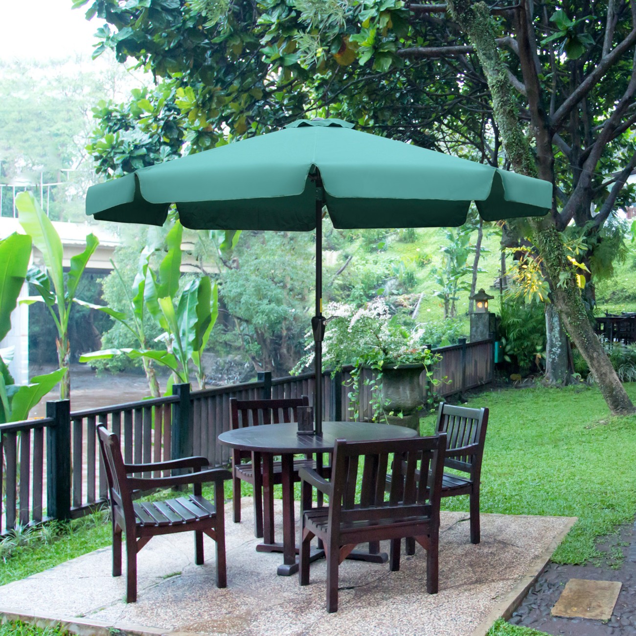 Outsunny Parasol 2660 Mm Aluminum, Pl (Polyester), Steel Green Outdoor