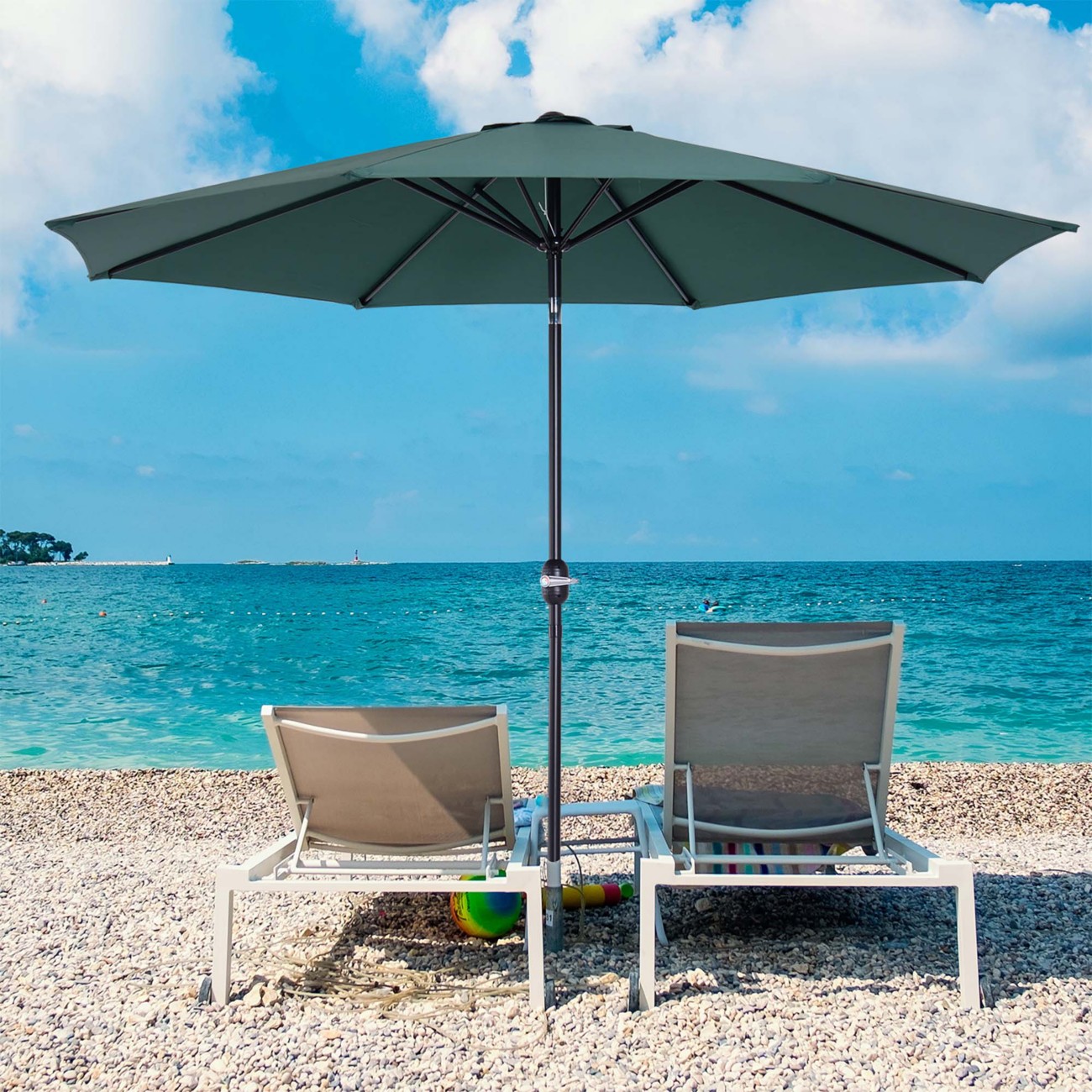 Outsunny Parasol 2950 Mm Steel, Polyester Fabric Green