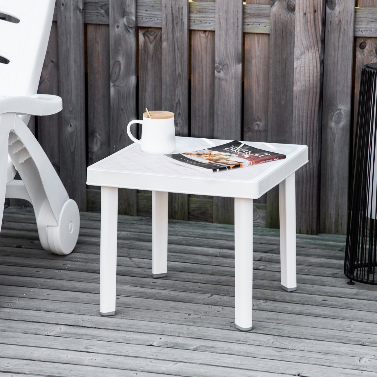 Outsunny Patio End Table White 465 X 405 Mm