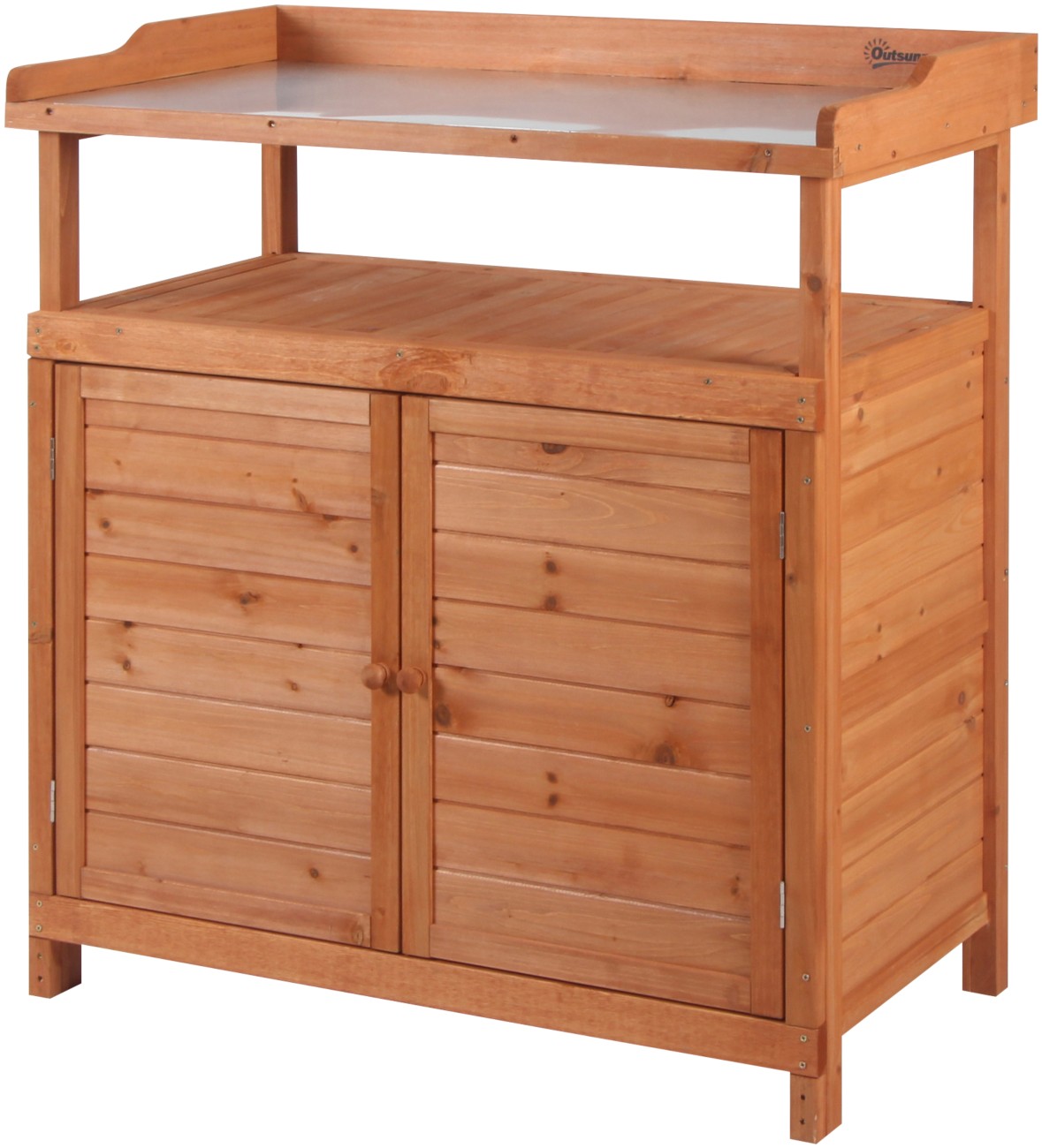 Outsunny Multi-Function Potting Bench Table With Storage - Orange - Image 7