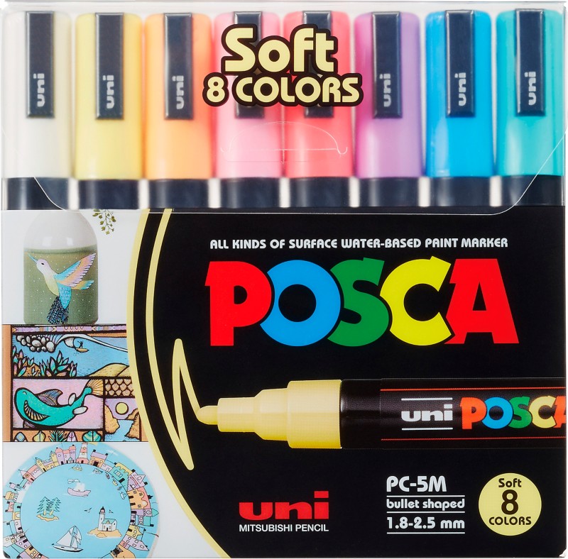 POSCA POSCA PC-5M Farbmarker Farbig sortiert Mittel Rundspitze 1,8 - 2,5 mm 8 Stück