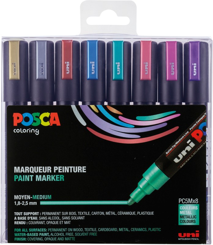 Thumbnail - POSCA POSCA PC-5M Farbmarker Farbig sortiert Mittel Rundspitze 1,8 - 2,5 mm 8 Stück
