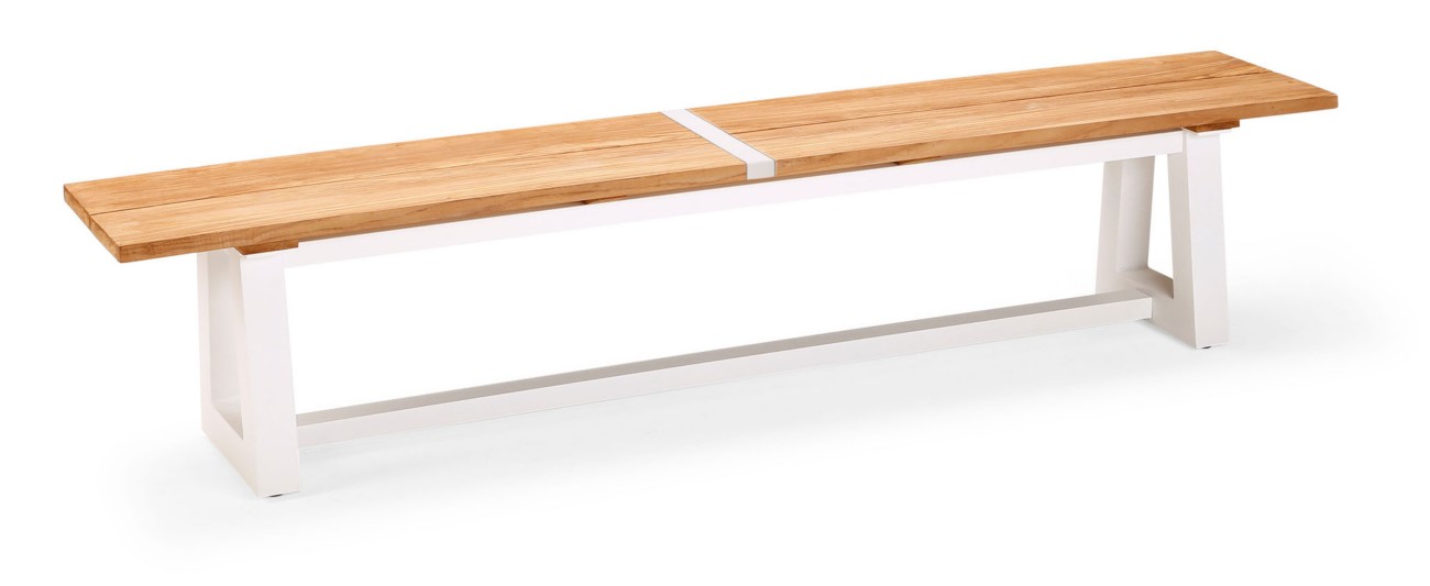 Best Freizeitmoebel Aluminium Bank 4 Personen Weiss 2200 x 450 x 400 mm