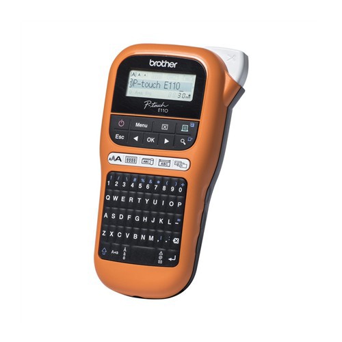 Brother P-Touch PT-E110VP Etikettendrucker QWERTY Schwarz, Orange