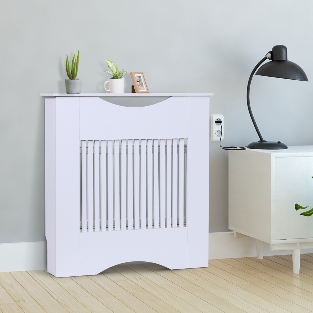 Homcom Radiator Cover W/E1 Class 12Mm Mdf Engineered Wood, 78W X 19D X 80.5Hcm-White