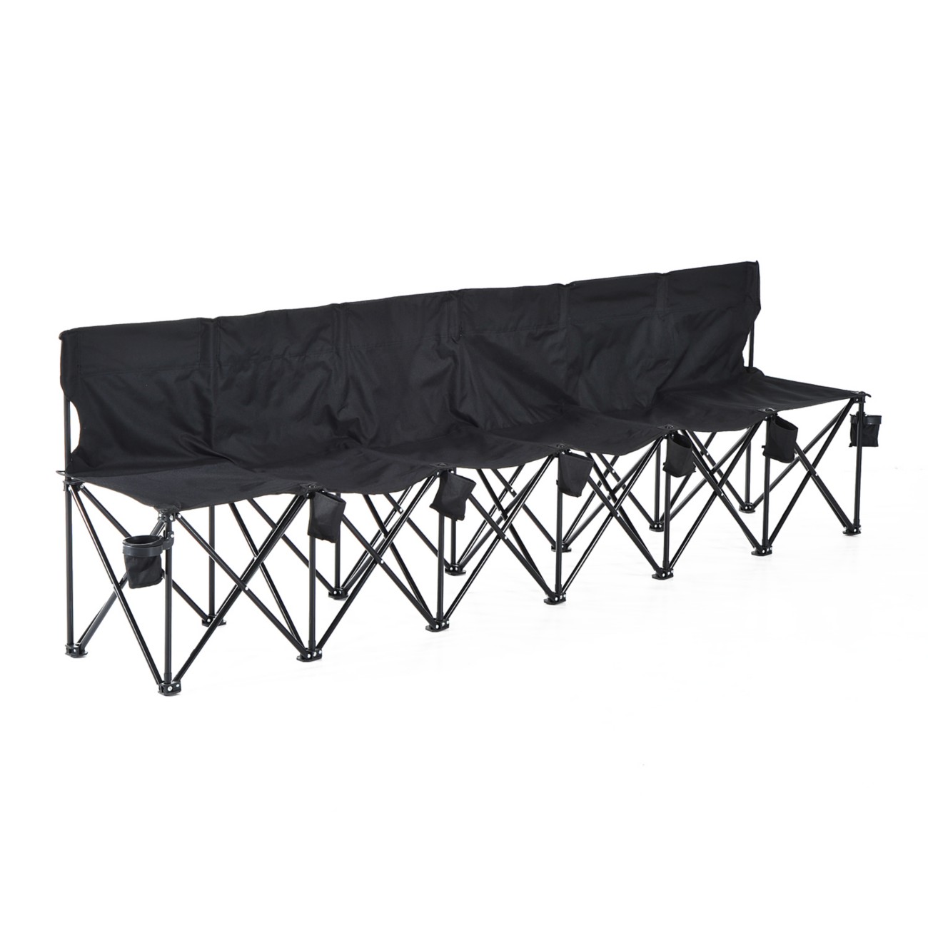 Outsunny Standard Camping Chair 6 Seat 2,590 X 480 X 800 Mm Metal, Oxford Fabric Black Outdoor